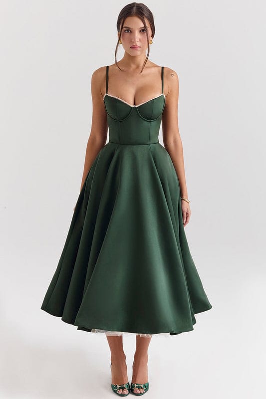 Corset-Style Sleeveless Midi Dress – Modesia