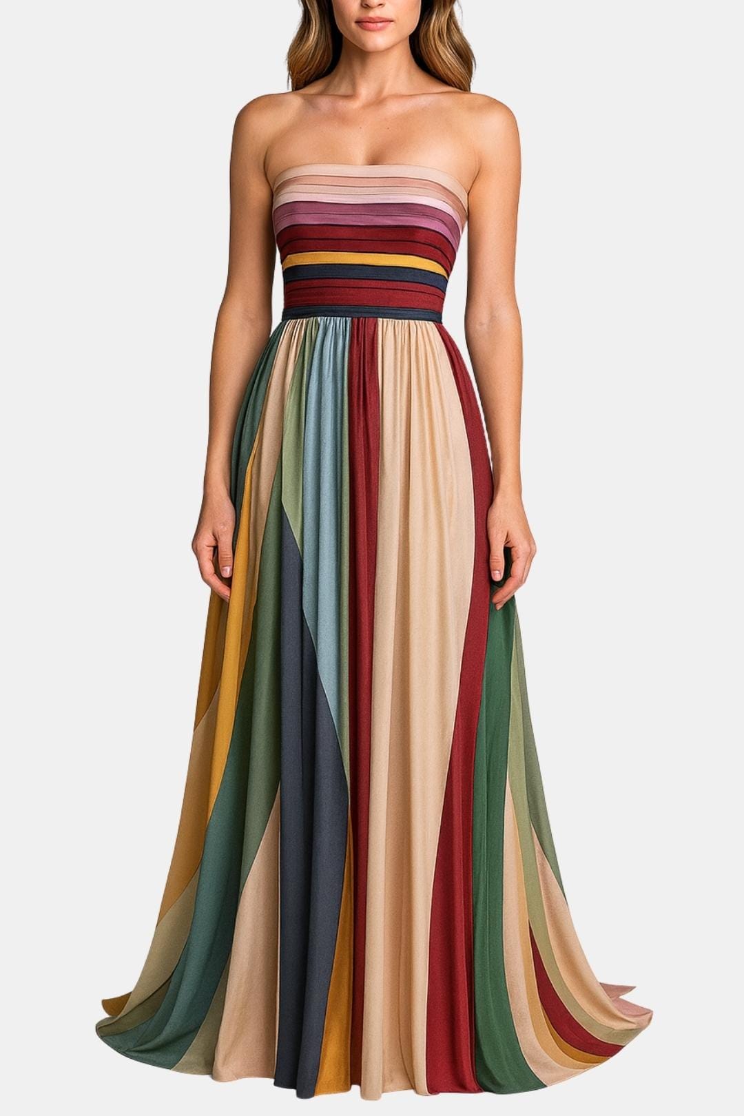 Strapless Pleated Maxi Dress – Modesia
