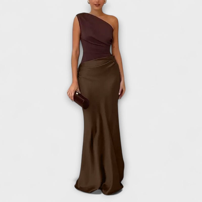 One-Shoulder Pleated Maxi Dress Modesia One-Shoulder Pleated Maxi Dress Modesia