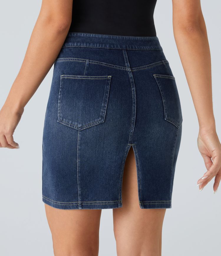 High-Waisted Denim Pencil Skirt | Stretch Cotton | Classic and Stylish