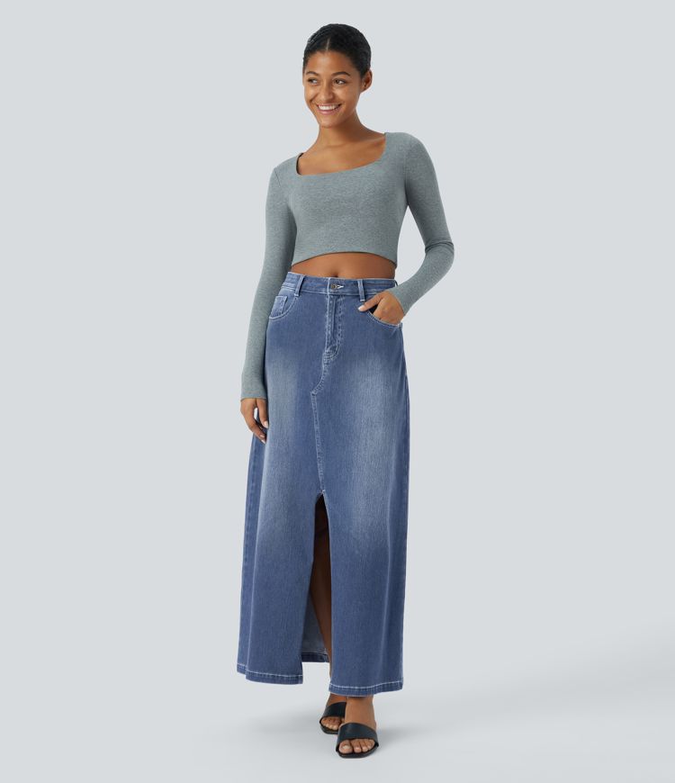 Maxi Denim Skirt | Cotton | High-Waisted and Sophisticated