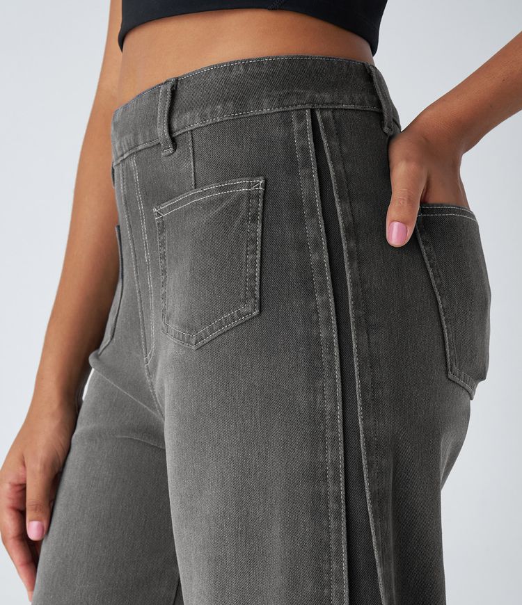 Wide-Leg Cropped Jeans | Cotton Denim | Modern and Versatile