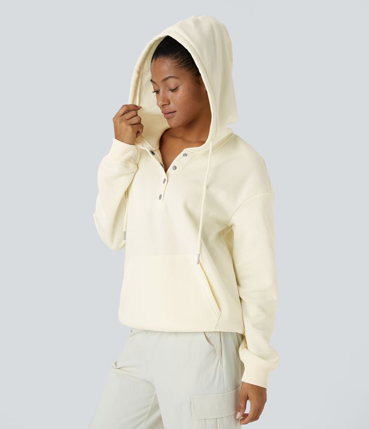 Henley Hoodie | Cotton-Blend | Medium-Warm and Stylish