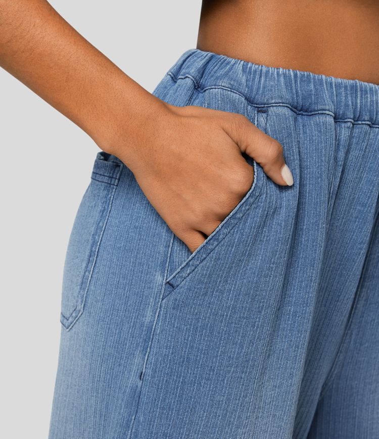 Wide-Leg Drawstring Pants | Cotton Denim | Lightweight and Relaxed