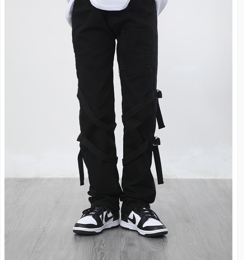 Black Cargo Pants | Utility Streetwear | Adjustable and Stylish