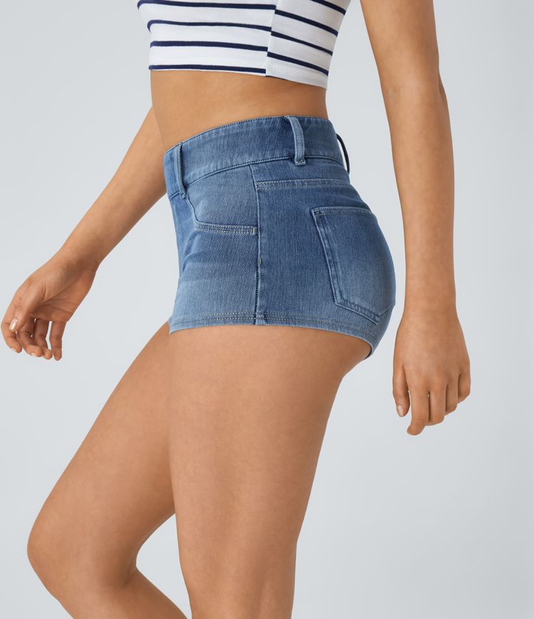 High-Waisted Cheeky Denim Shorts | Stretch Cotton | Trendy and Comfortable