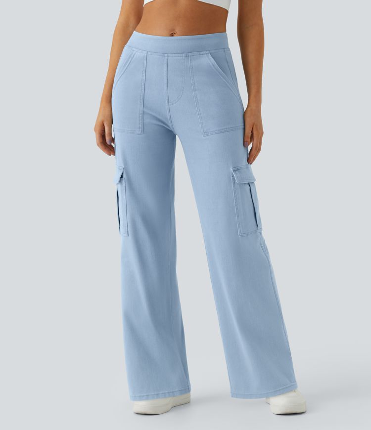 High-Waisted Wide-Leg Cargo Pants | Cotton-Blend | Relaxed and Trendy