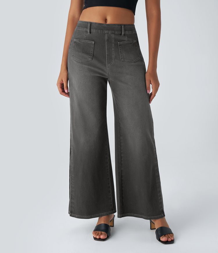 Wide-Leg Cropped Jeans | Cotton Denim | Modern and Versatile