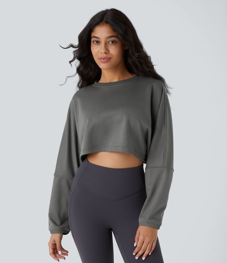 Cropped Long-Sleeve Sweatshirt | Lightweight and Stylish | Relaxed Fit