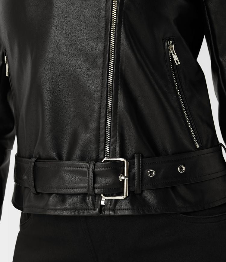 Faux Leather Biker Jacket | Black | Chic and Timeless