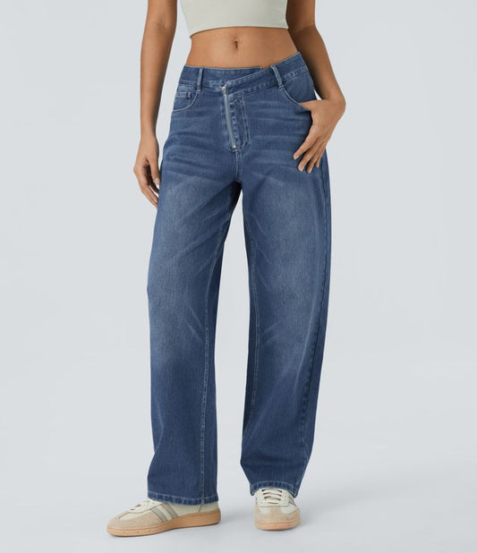 High-Waisted Straight-Leg Denim Jeans | 100% Cotton | Classic and Versatile