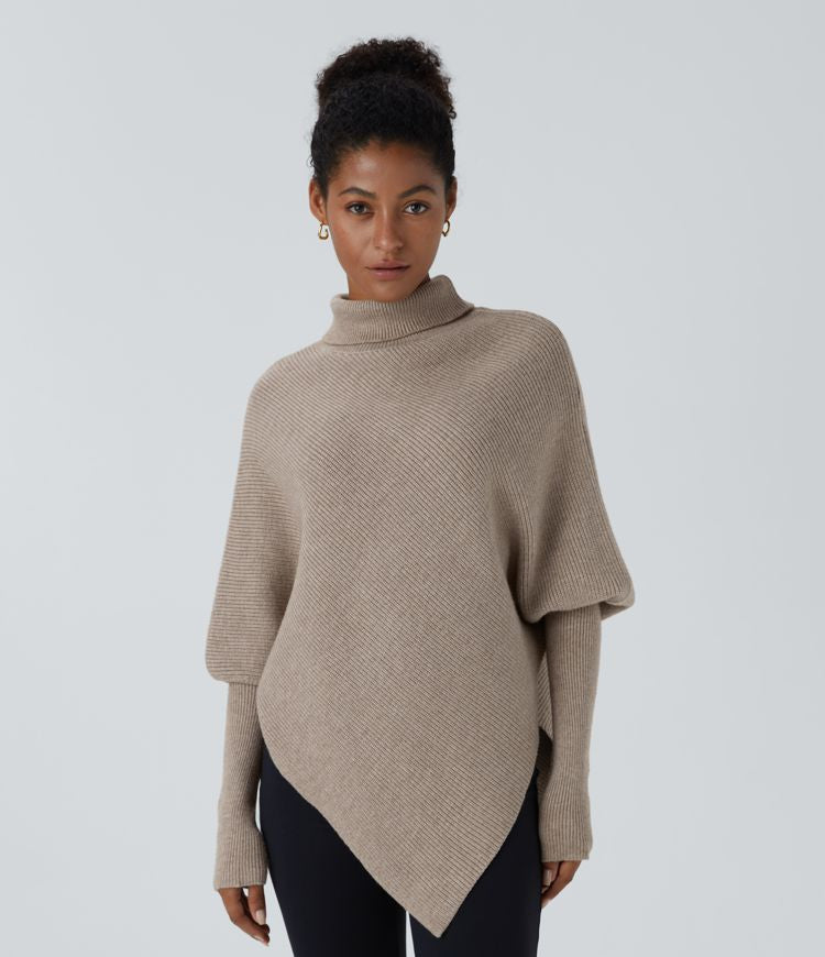 Asymmetrical Turtleneck Sweater | Wool Blend | Modern and Cozy