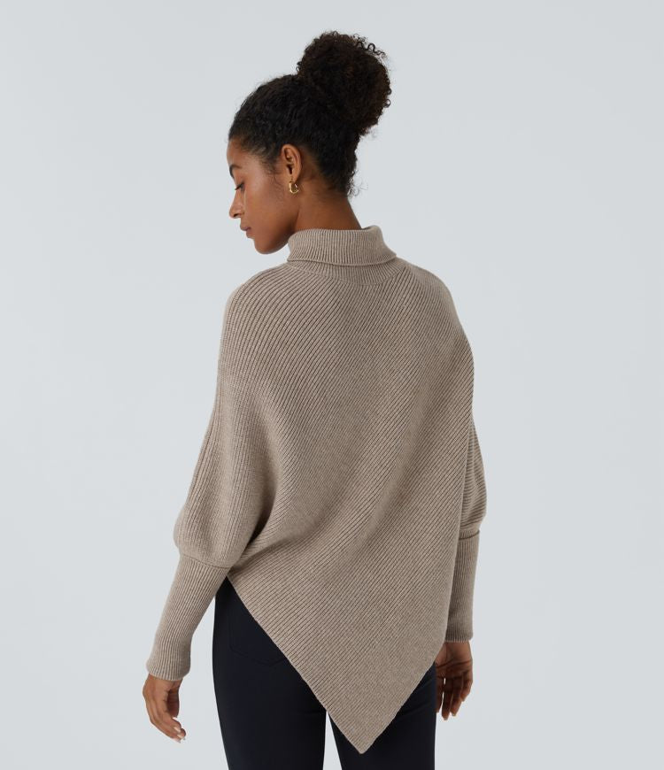 Asymmetrical Turtleneck Sweater | Wool Blend | Modern and Cozy