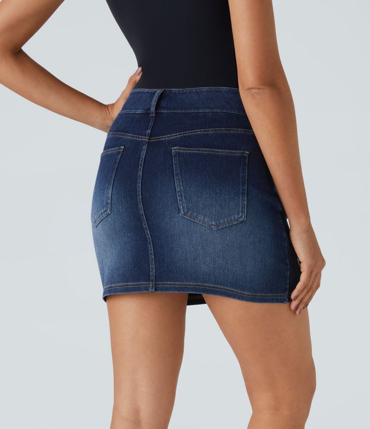 Denim Mini Skirt | High-Waisted | Stretch Cotton