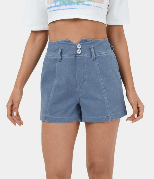 High-Waisted Denim Shorts | Light Wash | Relaxed Fit | Summer Casual Style