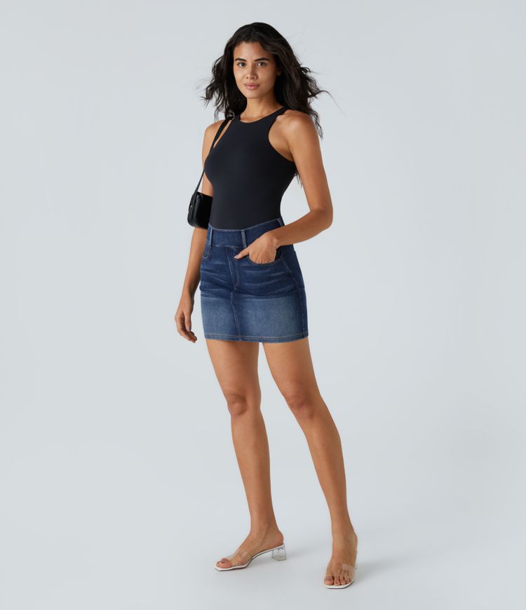 Denim Mini Skirt | High-Waisted | Stretch Cotton