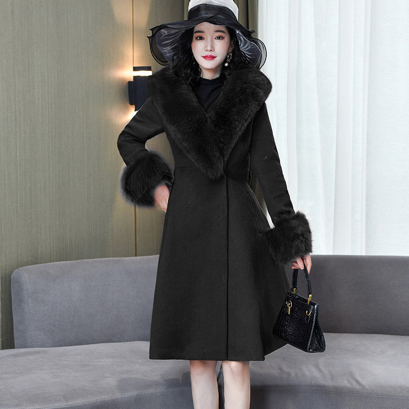 Faux Fur-Trimmed Wool-Blend Coat | Fit-and-Flare | Winter Elegance