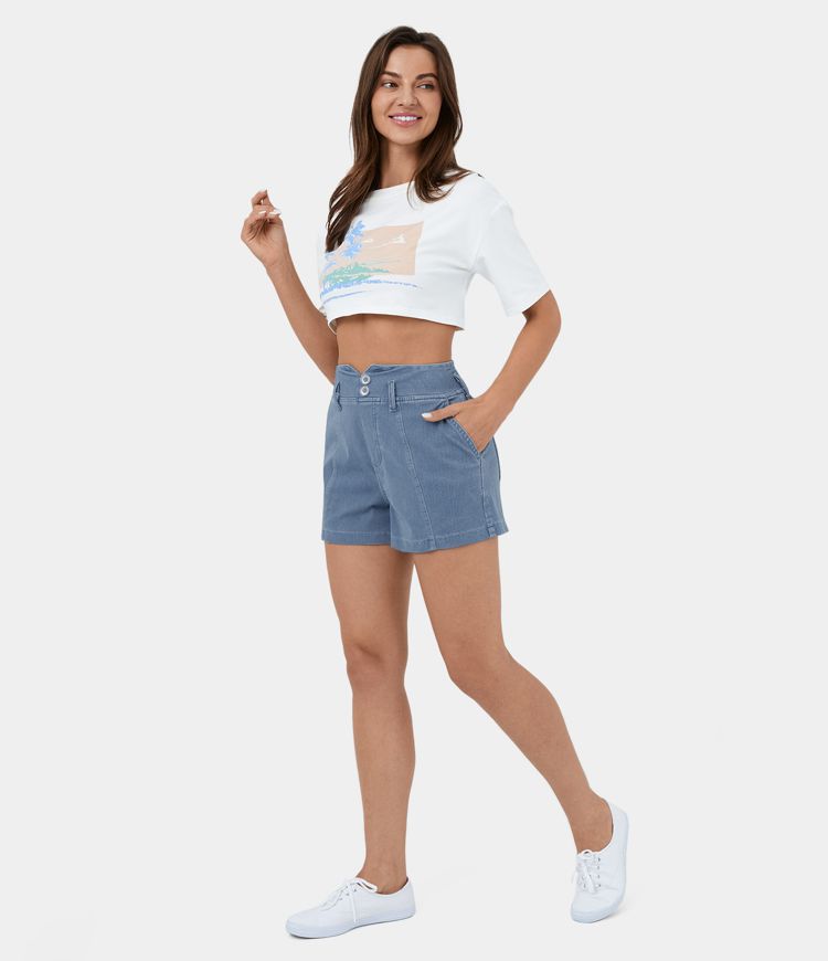 High-Waisted Denim Shorts | Light Wash | Relaxed Fit | Summer Casual Style