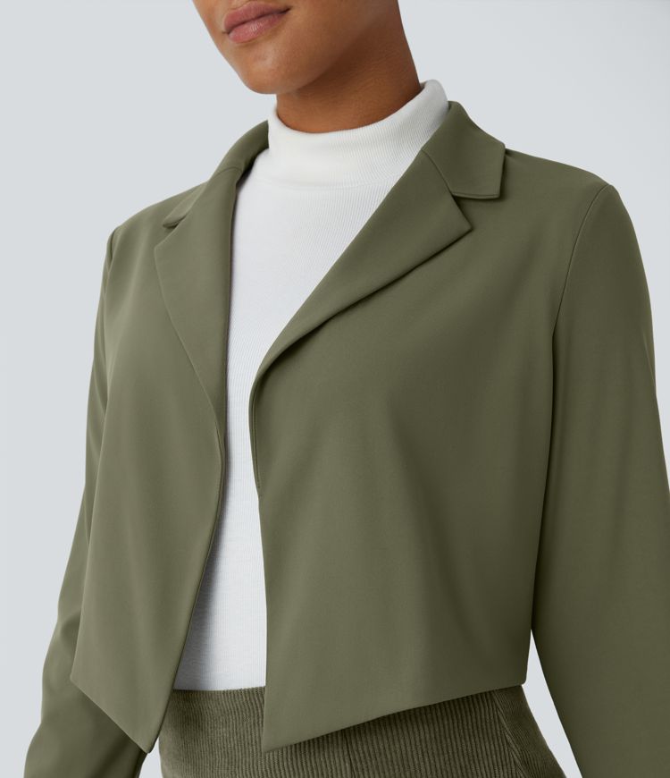 Cropped Olive Blazer | Modern Tailoring | Sleek & Versatile