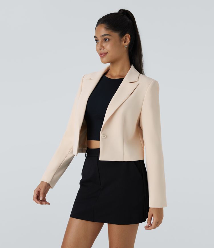 Cropped Beige Blazer | Tailored Fit | Elegant & Versatile