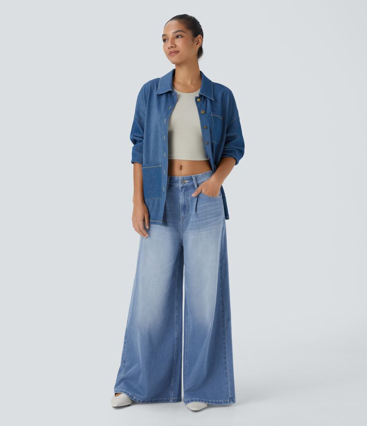 Wide-Leg High-Waisted Jeans | Light Wash Denim | Retro-Inspired Style | Everyday Comfort