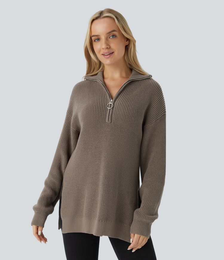 Half-Zip Knit Sweater | Relaxed Fit | Soft Cotton Blend