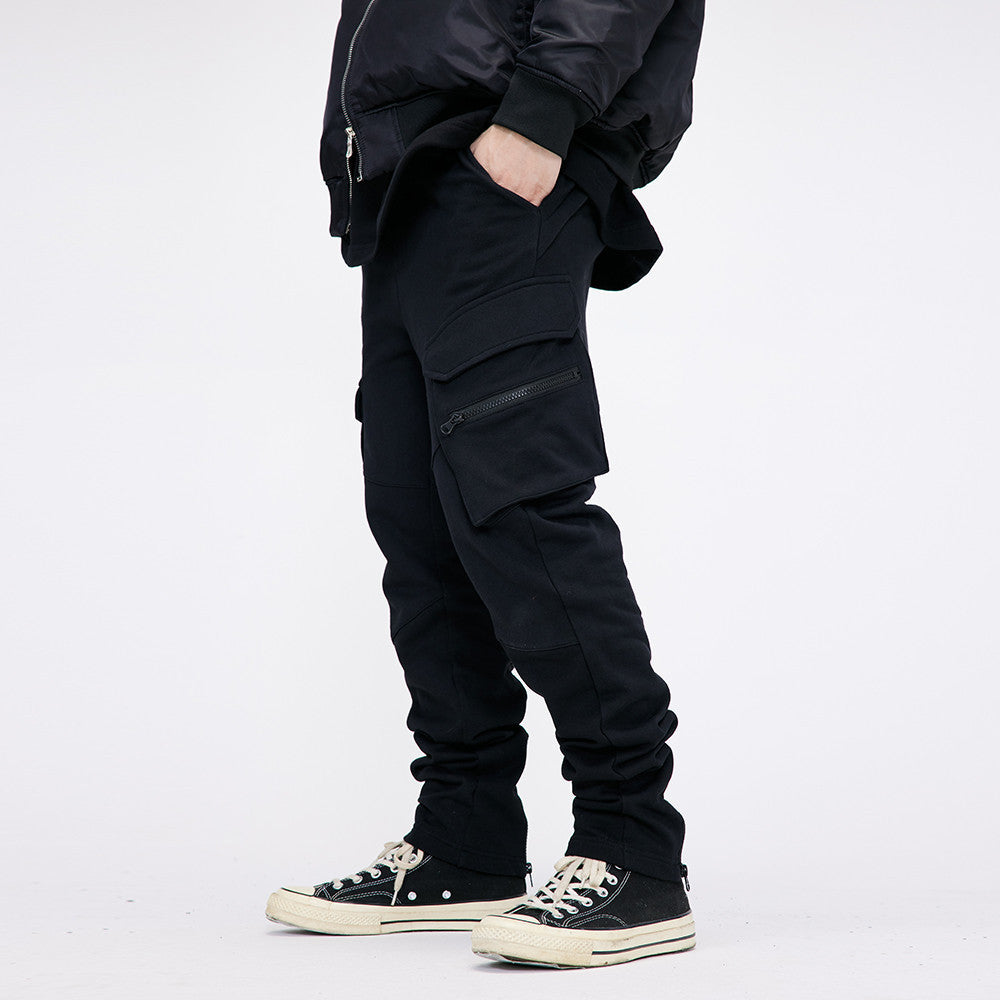 Cargo Joggers | Solid Black | Tapered Fit