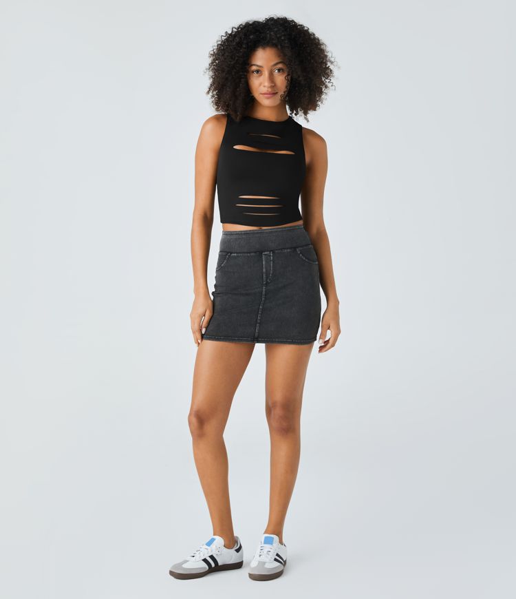 Cut-Out Sleeveless Crop Top | Slim Fit | Edgy and Modern