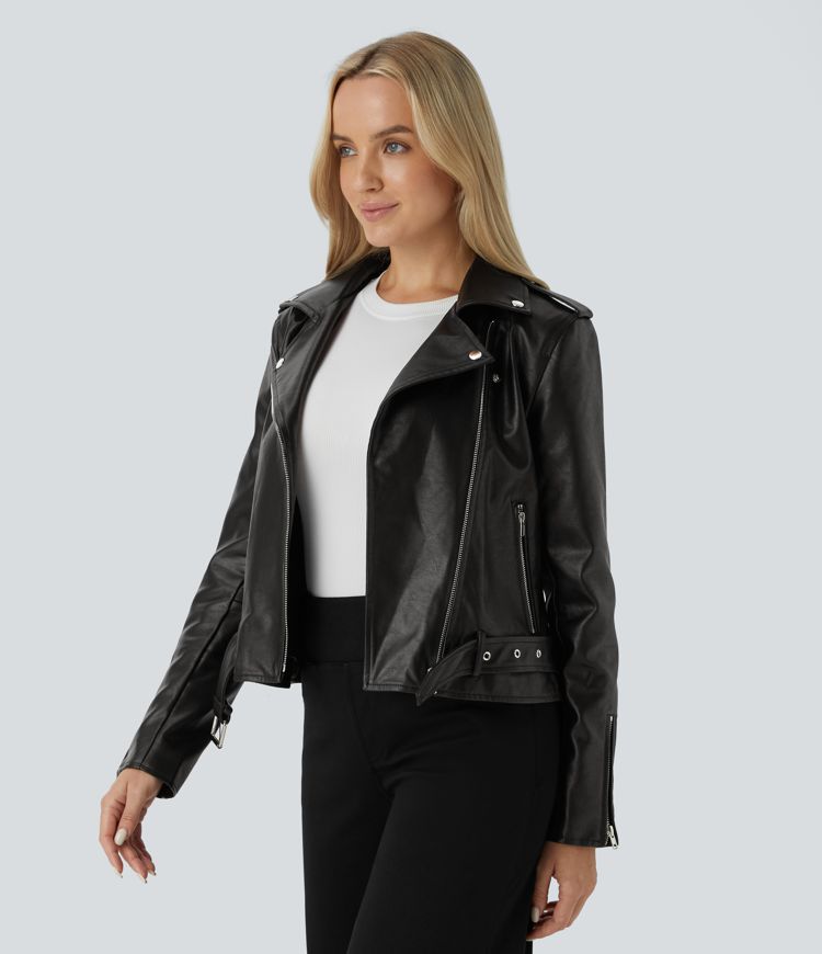 Faux Leather Biker Jacket | Black | Chic and Timeless