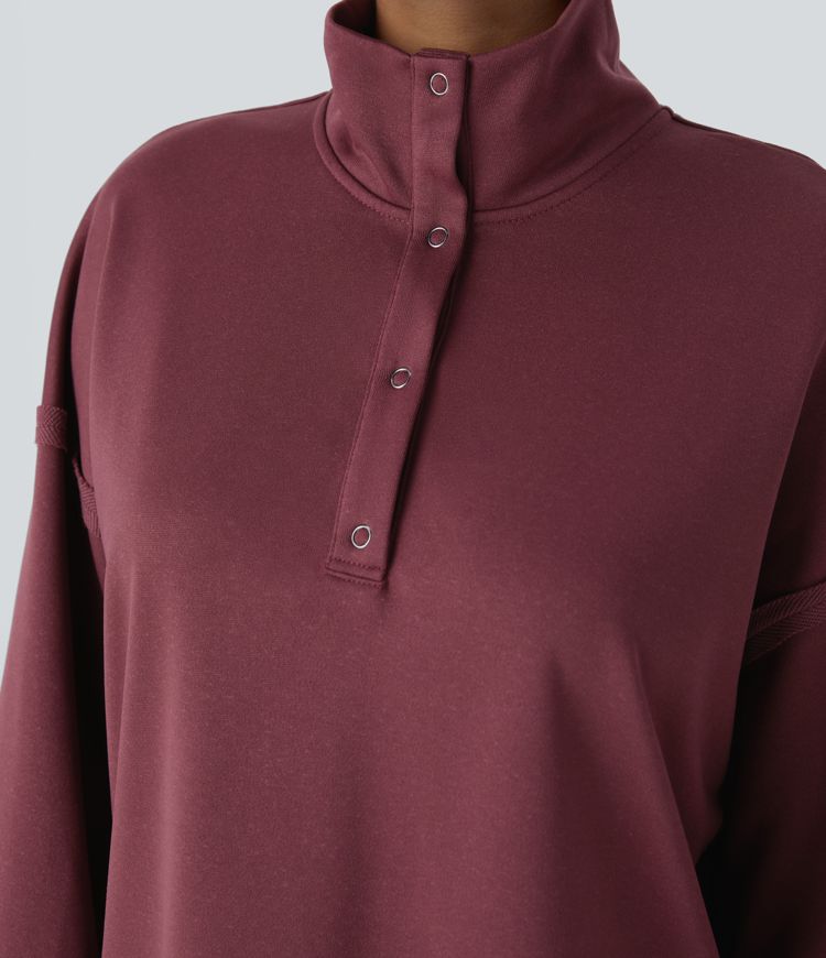 Half-Zip Funnel Neck Pullover | Cotton-Blend | Relaxed and Versatile