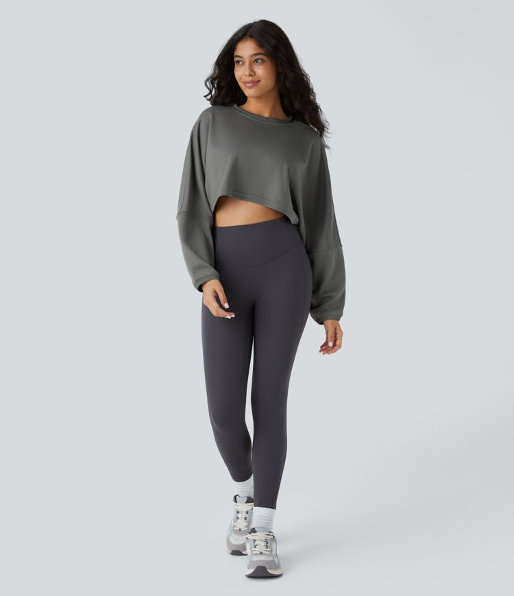 Cropped Long-Sleeve Sweatshirt | Lightweight and Stylish | Relaxed Fit