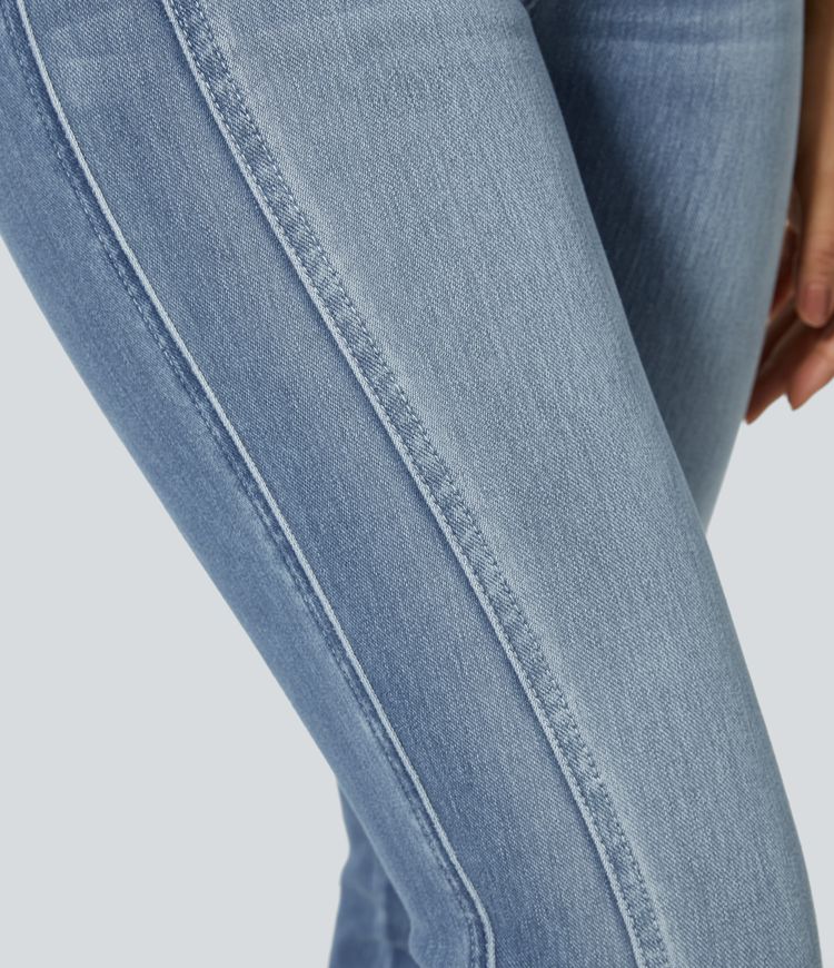 High-Waisted Skinny Jeans with Asymmetrical Hem | Stretch Denim | Modern and Trendy