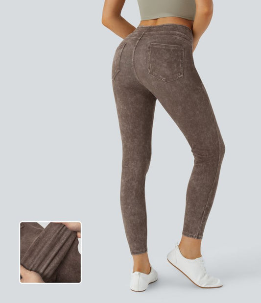 High-Waisted Washed Leggings | Stretch Fabric | Casual and Stylish