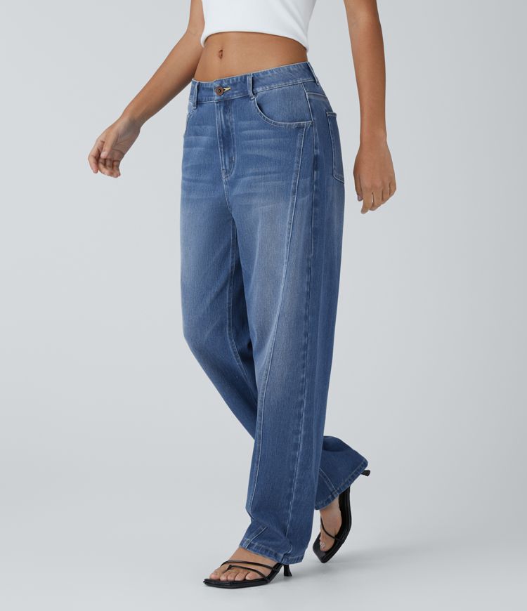 Classic Straight-Leg High-Waisted Jeans | Mid-Wash Denim | Timeless Everyday Wear