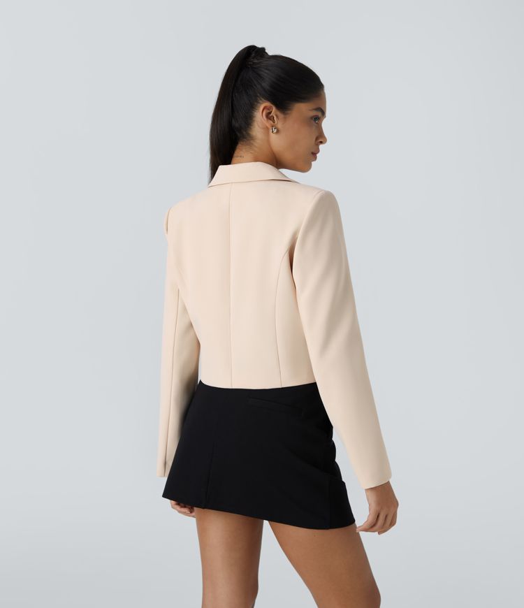 Cropped Beige Blazer | Tailored Fit | Elegant & Versatile