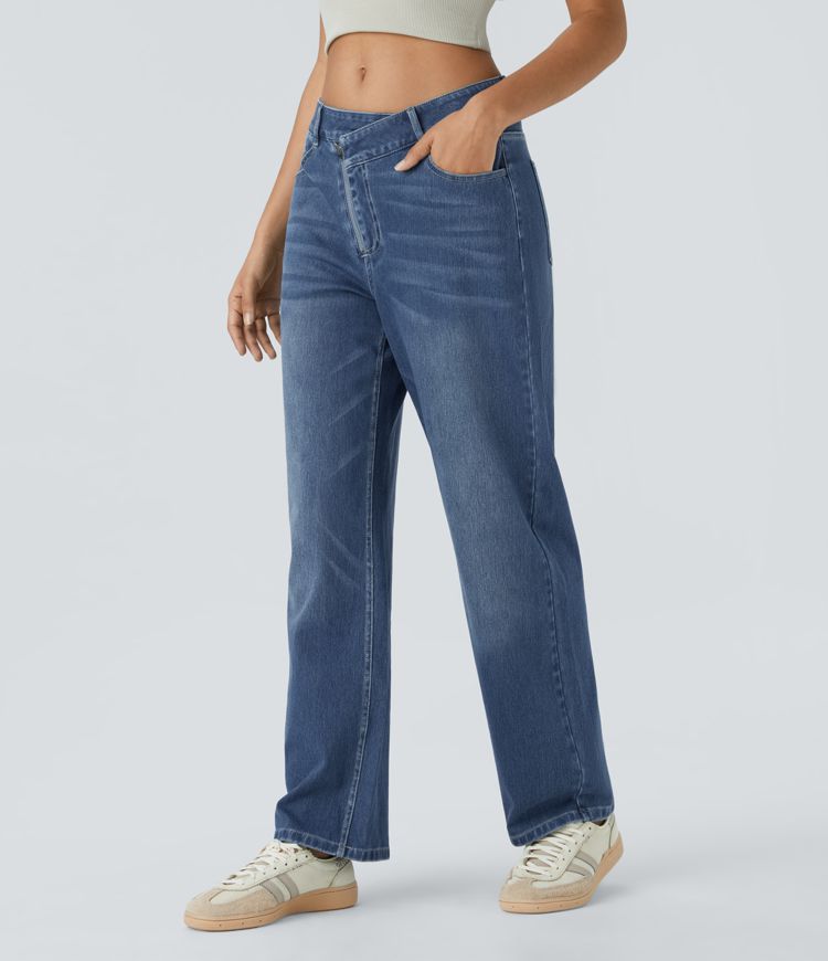 High-Waisted Straight-Leg Denim Jeans | 100% Cotton | Classic and Versatile