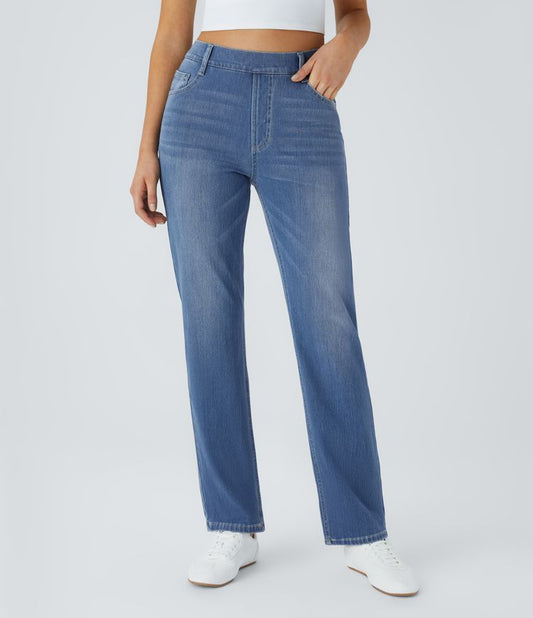 High-Rise Straight-Leg Jeans | Stretch Denim | Classic and Comfortable