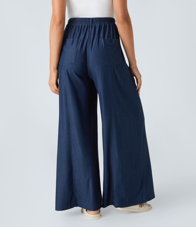 Wide-Leg Navy Pants | Tencel | Lightweight and Versatile