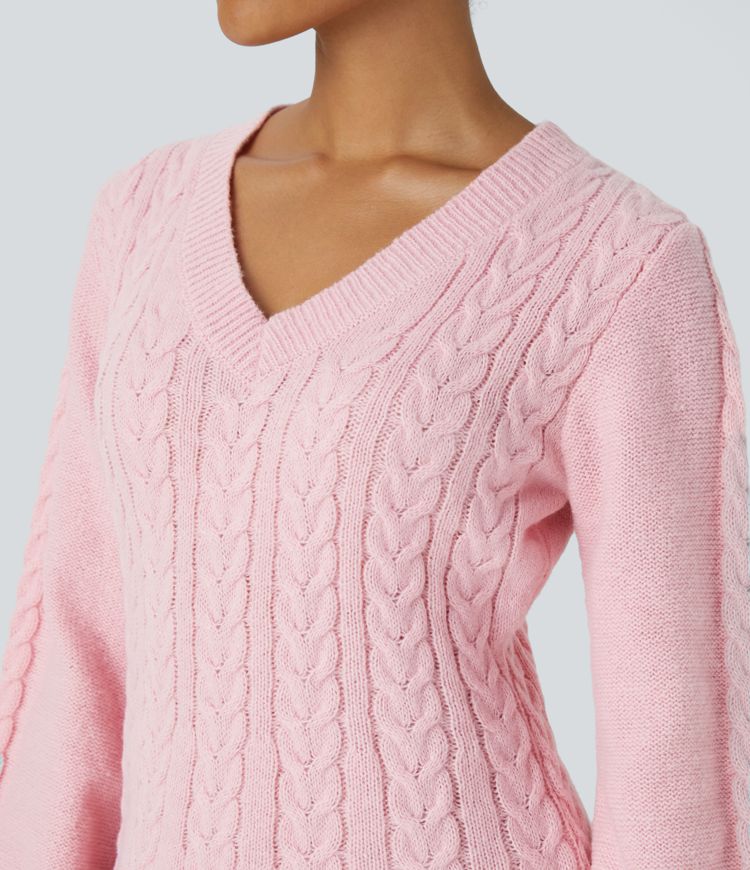 Cable-Knit Sweater Dress | Pink | Cozy and Feminine