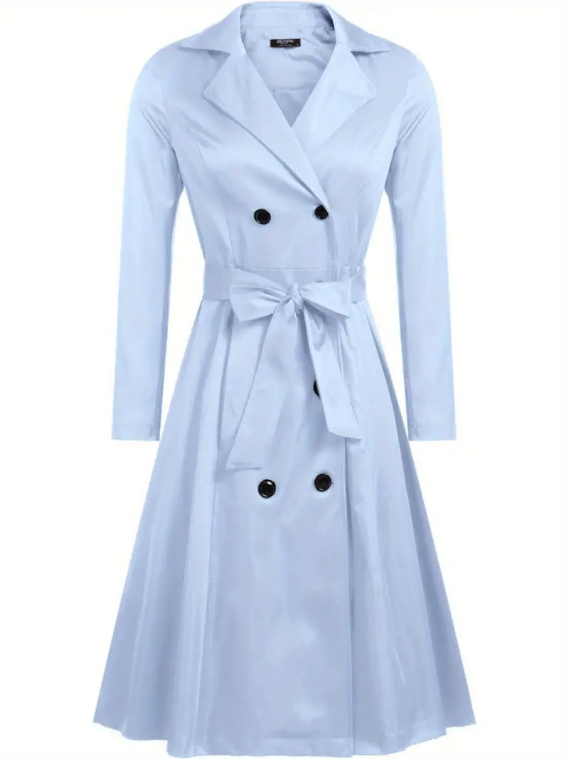 Elegant A-Line Trench Coat | Belted Waist | Double-Breasted Design | All-Season Wear