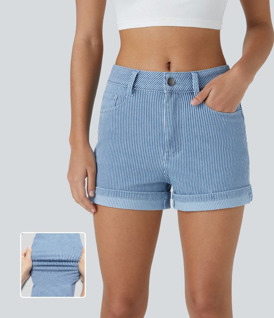 High-Waisted Denim Shorts | Rolled Hem | Timeless Summer Style