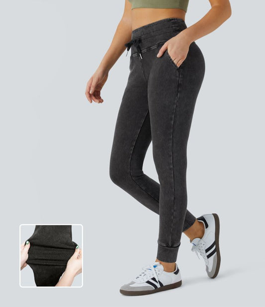 Jogger-Style Jeans | Black Denim | Drawstring Comfort