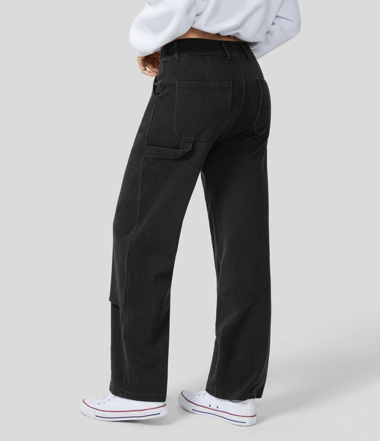 Wide-Leg Black Pants | High-Waisted | Stretch Cotton