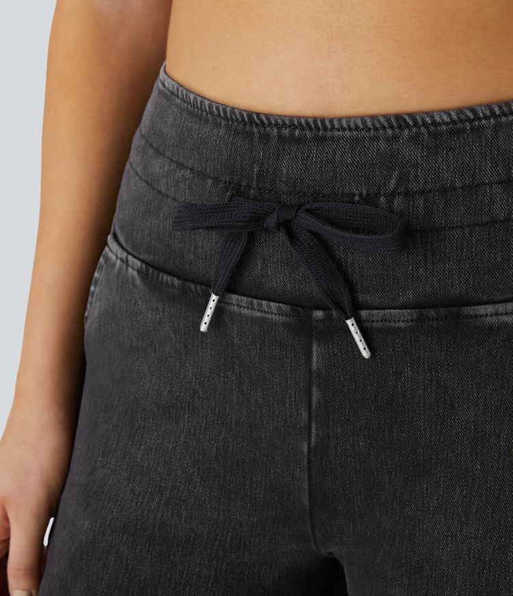 Jogger-Style Jeans | Black Denim | Drawstring Comfort