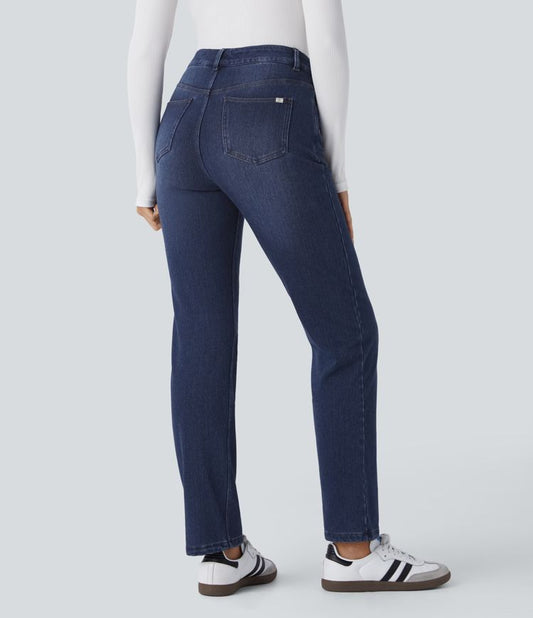 High-Waisted Pull-On Straight-Leg Jeans | Stretch Denim | Comfortable and Timeless