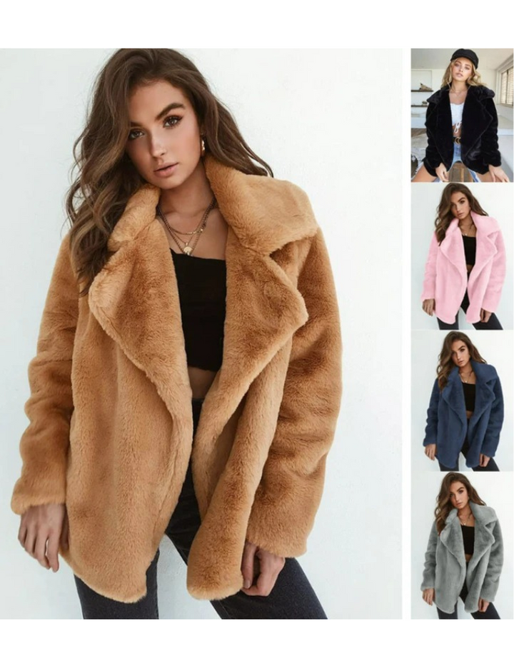 Faux Fur Lapel Jacket | Plush Warmth | Oversized Fit | Chic Winter Layer