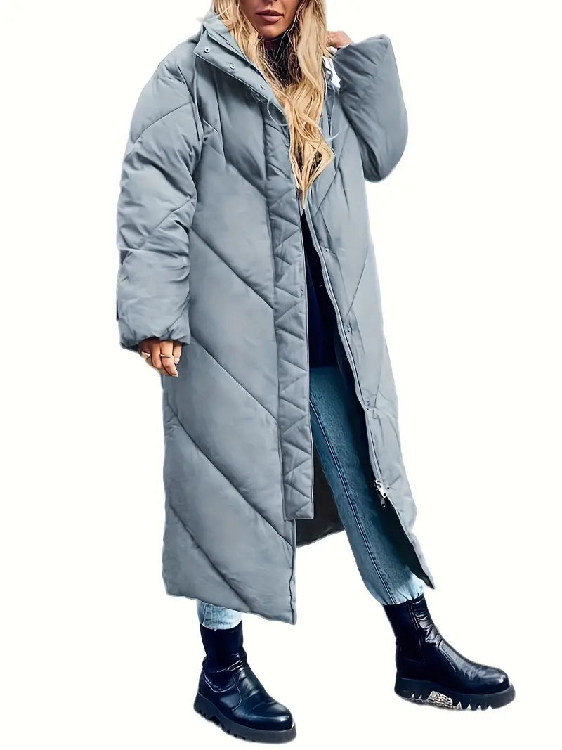 Long Quilted Puffer Coat | Oversized Fit | Hooded Design | Ultimate Winter Warmth