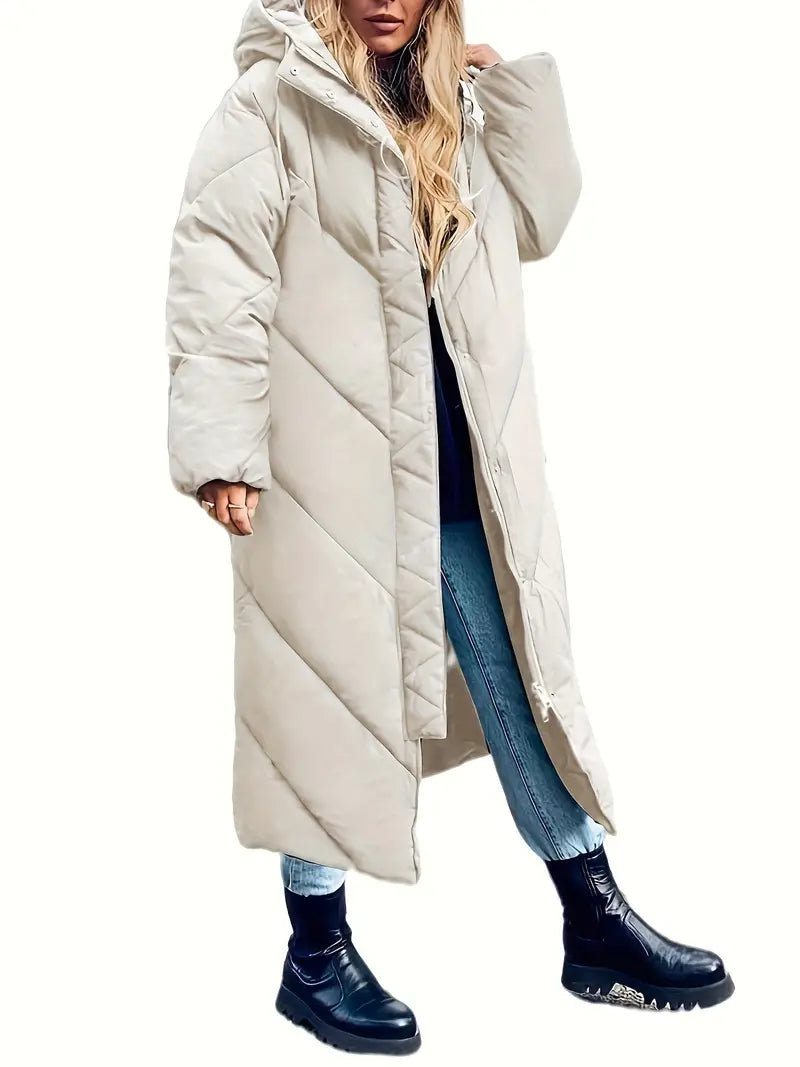 Long Quilted Puffer Coat | Oversized Fit | Hooded Design | Ultimate Winter Warmth