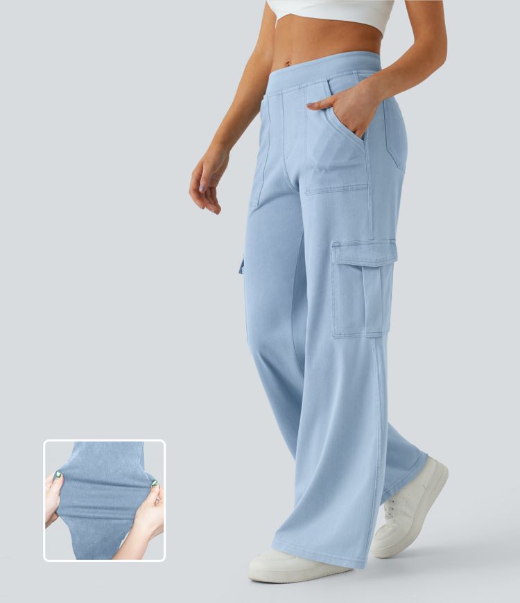 High-Waisted Wide-Leg Cargo Pants | Cotton-Blend | Relaxed and Trendy