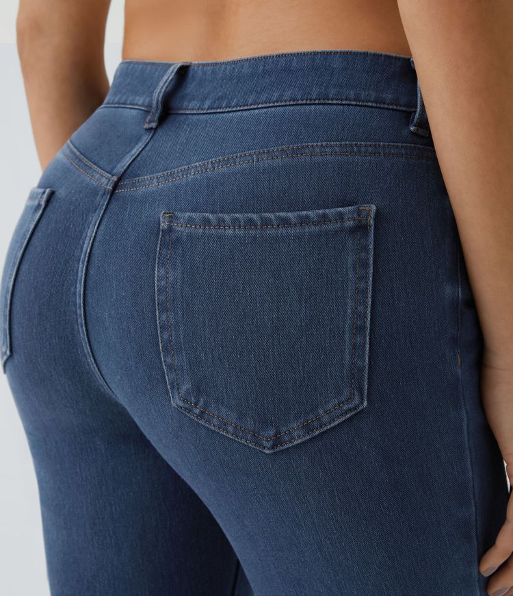 High-Waisted Pull-On Bootcut Jeans | Stretch Denim | Sleek and Versatile